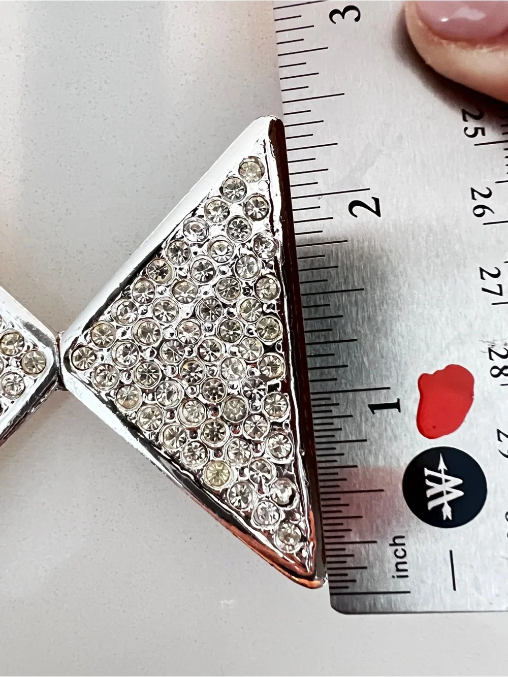 Vintage 80s Geometric Rhinestone Large Belt Buckle Triangles Statement